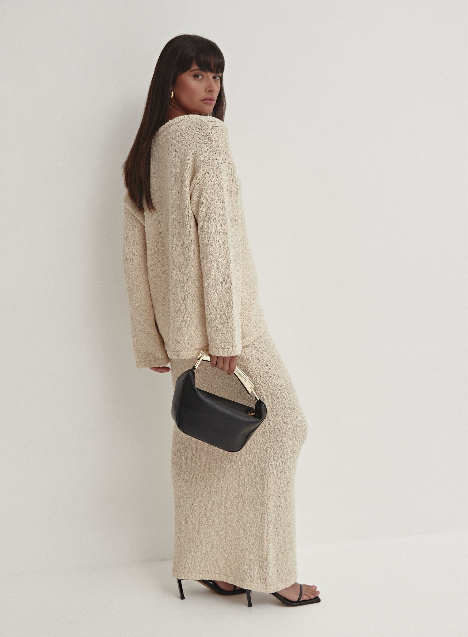 Cream Boucle Knit Skirt